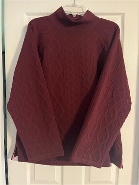T by Talbots Ribbed Mock Neck Sweater in Burgundy